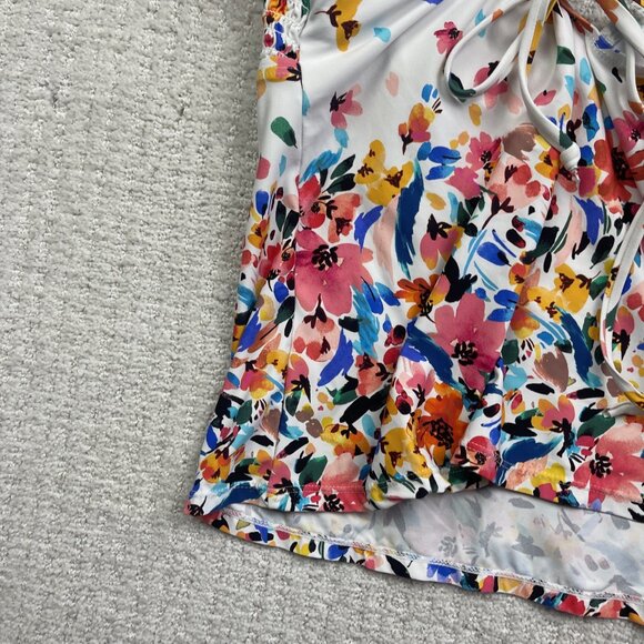Catalina Swimwear Floral Watercolor Top Halter Size L Tropical AOP Summer Beach - Picture 11 of 12
